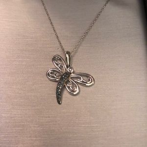 Blue Diamond Dragonfly Necklace